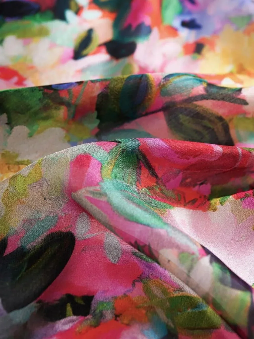 Luxurious 100% Mulberry Silk Floral Scarf Wrap - Lightweight Large Shawl for